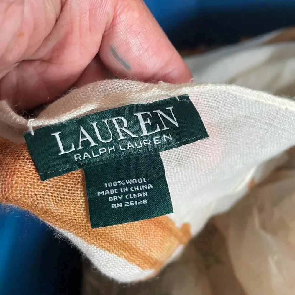 LAUREN RALPH LAUREN Signed Equestrian Tack Pure Wool SCARF WRAP 25